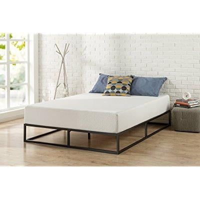 zinus modern studio 10 inch platforma low profile bed frame / mattress foundation / boxspring optional / wood slat support  queen