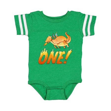 

Inktastic First Birthday Orange Dragon Breathing Fire Gift Baby Boy or Baby Girl Bodysuit