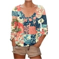 thumbnail image 1 of T-shirt Imprimé à Manches Longues pour Femmes, Col Rond, Polyester Léger, Coupe Régulière, Haut d'Été Respirant, Usage Quotidien Décontracté, 1 of 5