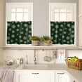 thumbnail image 4 of Gold Snowflakes Kitchen Curtains and Valances Set, Christmas Winter Snowfall Dark Green Theme Rod Pocket Window Valance Window Curtain Panels for Living Room Bedroom Laundry, 27.5x36in, 3 Pieces, 4 of 7