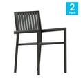 thumbnail image 5 of Flash Furniture Harris Set of 2 Commercial Indoor/Outdoor Stacking Club Chairs with Black Poly Resin Slatted Backs and Seats, 5 of 13