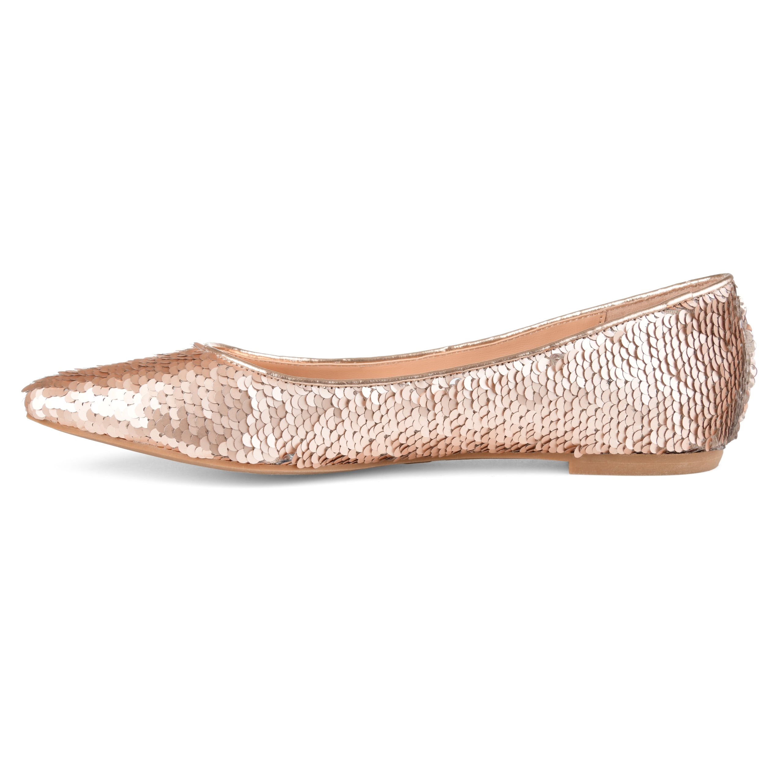 Brinley Co Womens Calico Pointed Toe Metallic Sequin Flats