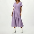 thumbnail image 7 of TrdSipl Womens Plus Size Maxi Summer Dresses Flowy Vneck Tiered Dress Dressy Casual Swing Loose Short Sleeve Sundresses Purple M, 7 of 7