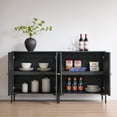 thumbnail image 4 of SinCiDo Buffet Cabinet with Storage, 92.63" W Wooden Arched Sideboard Cabinet with/Adjustable Shelf, Fluted Accent Cabinet for Dining Room, Kitchen, 4 of 8