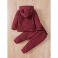 thumbnail image 3 of NZRVAWS Infant Baby Boys Pants Set Long Sleeve Woolen Fabric Hoodie Top and Solid Color Pants 12-18 Months, 3 of 7