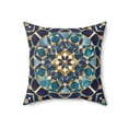 thumbnail image 4 of Moroccan Mosaic Square Pillow, Ethnic Boho Throw Cushion, Blue Tan Decorative Pillow, Eclectic Home Accent, Decorative Sofa Pillow, 4 of 6