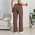thumbnail image 3 of Dweltoz Wide Leg Sweatpants for Women High Waisted Baggy Lounge Pants Soft Trousers with Pockets Elastic Waistband Drawstring Fall Winter Casual Daily Wear,Brown M, 3 of 3