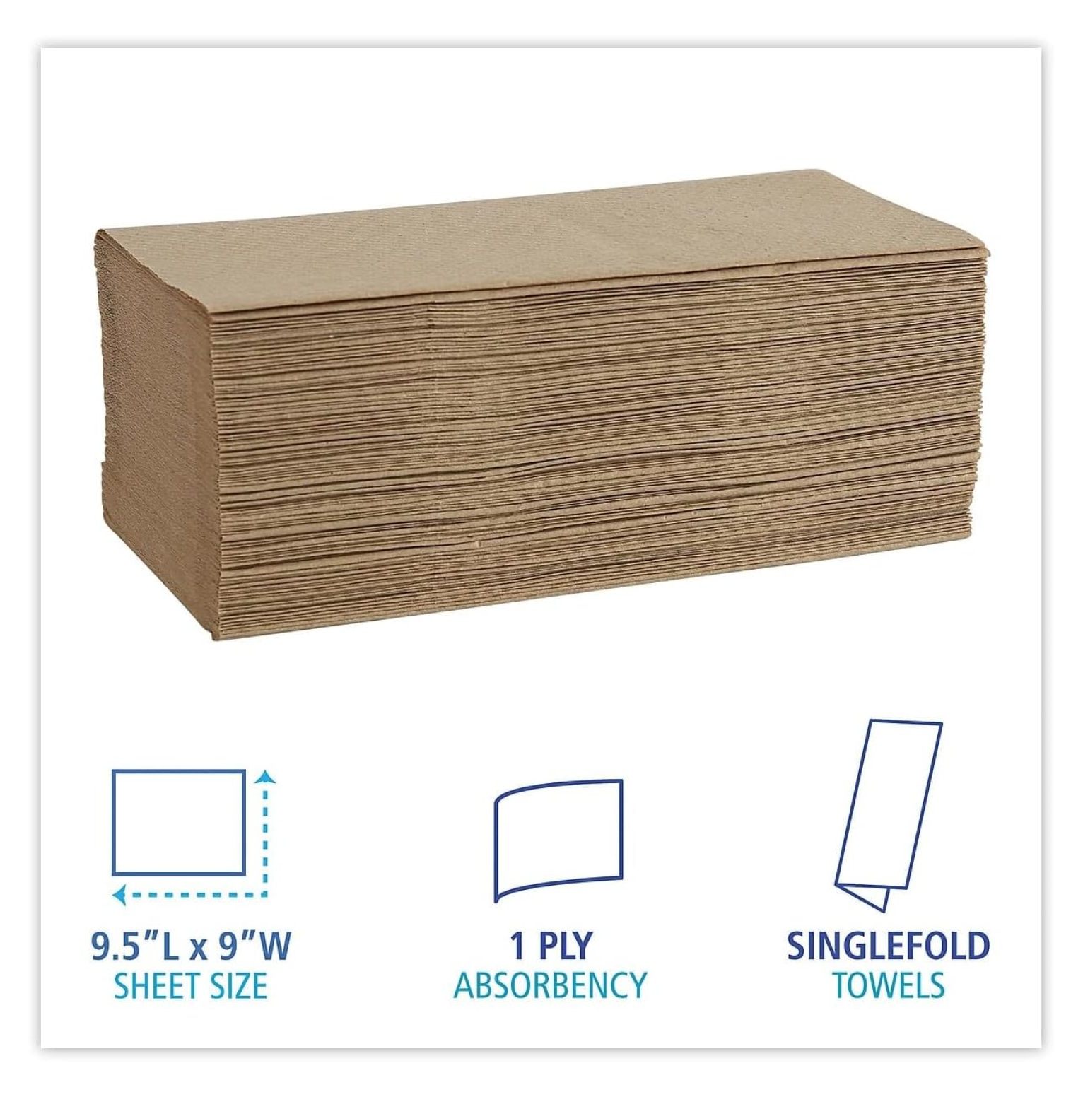 YeSayH B6210 9 in. x 9-9/20 in. Singlefold Paper Towels - Natural (16/Carton)