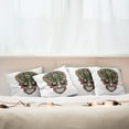 thumbnail image 4 of Ambesonne Sugar Skull Throw Pillow Cover 4 Pack, Wild Spring Blooms, 20", Multicolor, 4 of 5