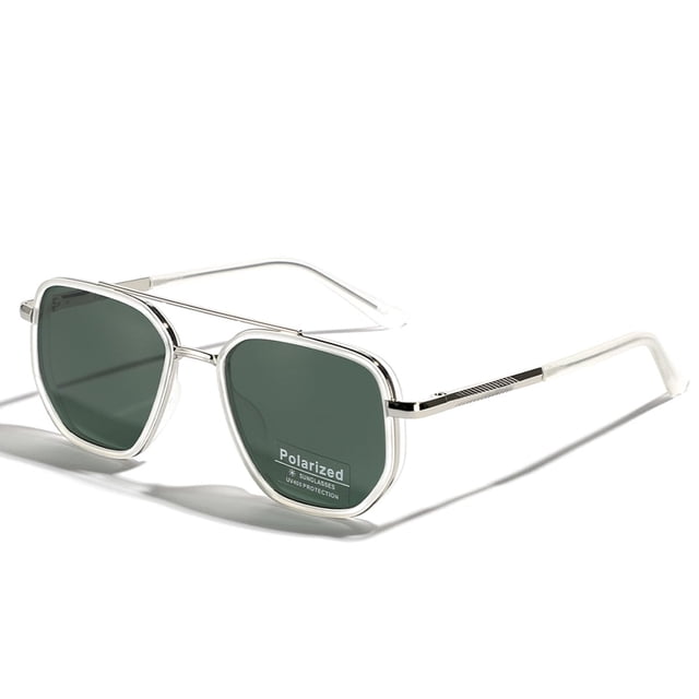 Gafas de sol Weiyuchen Polarizadas TR90 Vintage Cuadradas Plateadas