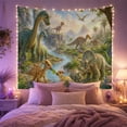 thumbnail image 2 of Dinosaur Herd in a Lush River Valley, Playful Illustration for Dinosaur Lovers, Prehistoric Nature Decor, Birthday Gift, Tapestry Wall Hanging for Bedroom, Living Room and Dorm, 2 of 7