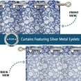 thumbnail image 4 of Vargottam Blue Floral Vines Print Extra Long Sheer Curtains for Double Height Windows & Doors - Set of 2 Panels, 108", Grommet Top, Light Filtering Printed Georgette Drapes, 4 of 9