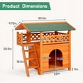 thumbnail image 3 of 2-Story Wooden Feral Cat House Outdoor Indoor Kitty Houses with Door & Stairs & Weatherproof Roof, Orange & Green, 3 of 10