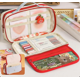 thumbnail image 2 of Estuche para lápices de gran capacidad de 3 capas rojo con asa para niños, 2 of 2