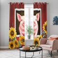 thumbnail image 4 of Pigs Sunflowers Kitchen Curtains Window Panels, Farmhouse Red Barn Flowers Animals Insulated Window Treatment Curtain, Grommet Curtains for Bedroom/Living Room/Bathroom, 2 Piece 42"Wx84"L, 4 of 8