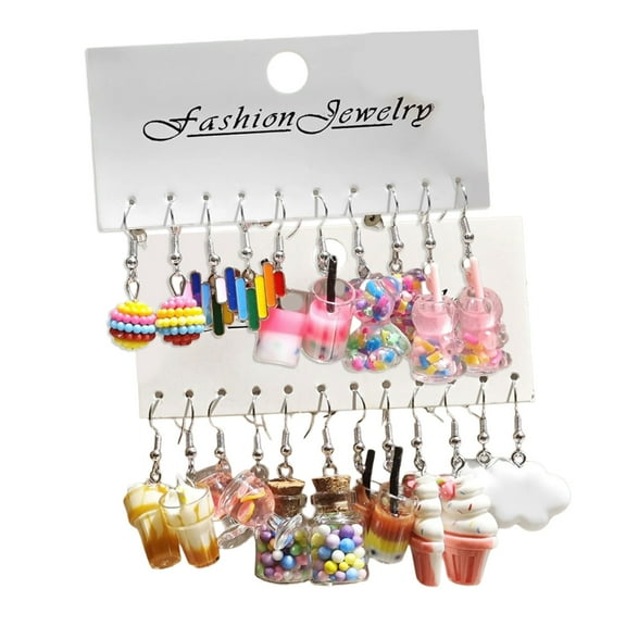 Aellinatey Unique Festival Milk Teas Hanging Earrings Sturdy Alloy Fashion Accessory