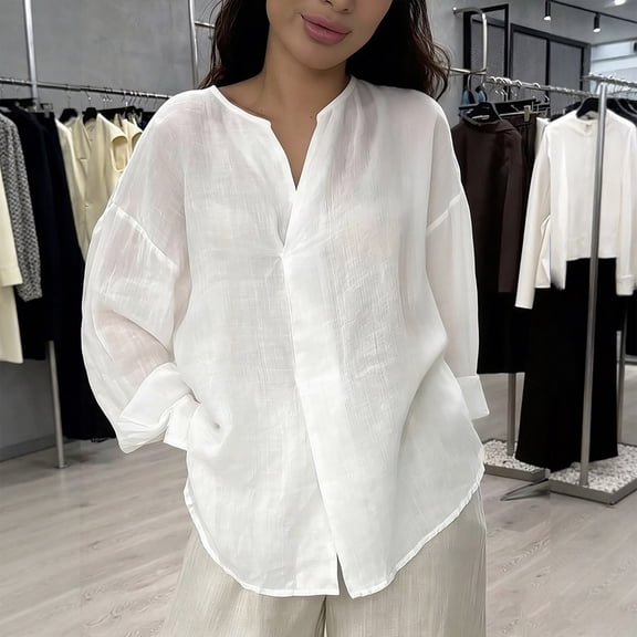 Endives Womens Linen Shirt Button Down Shirts Long Sleeve Casual Blouses Linen Clothes Thin Lightweight Breathable Womens Top