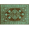 thumbnail image 1 of Ahgly Company Machine Washable Indoor Rectangle Oriental Turquoise Blue Industrial Area Rugs, 3' x 5', 1 of 4