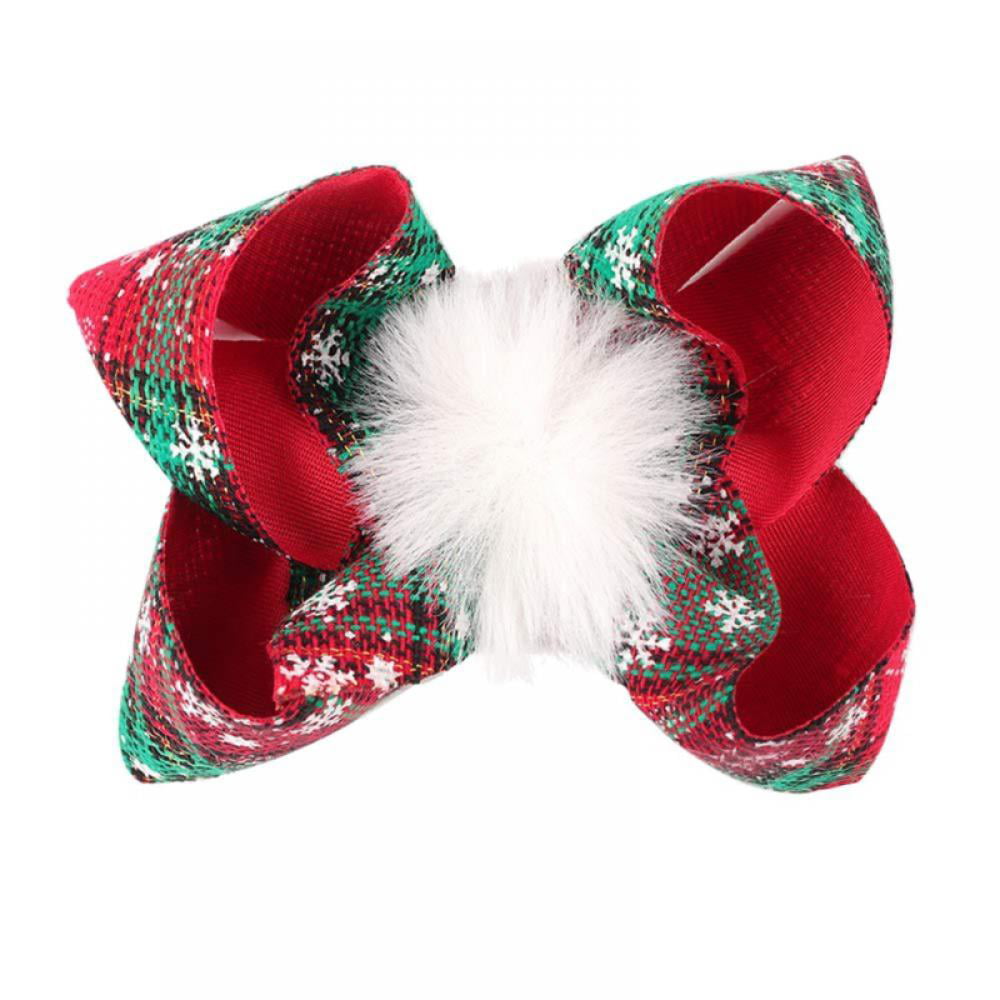 12 X Christmas Bowknot Hairpin Hair Bow Clips Barrette Xmas For Kids Baby Girls 