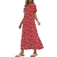 thumbnail image 3 of UVN Long Dresses for Women Summer Short Sleeve Casual Crewneck Maxi Dress with Pockets, 3 of 8