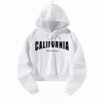 thumbnail image 1 of Sudadera con capucha y top corto para mujer, con letras blancas, informal, con cordón XL, 1 of 8