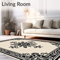 thumbnail image 2 of ODIKA 8'x10' Machine Washable Non-Slip Area Rug, Classic Medallion with Fleur Floral and Interlocking Baroque Swirls High Traffic Rug with Pad, Beige, 666352, 2 of 8