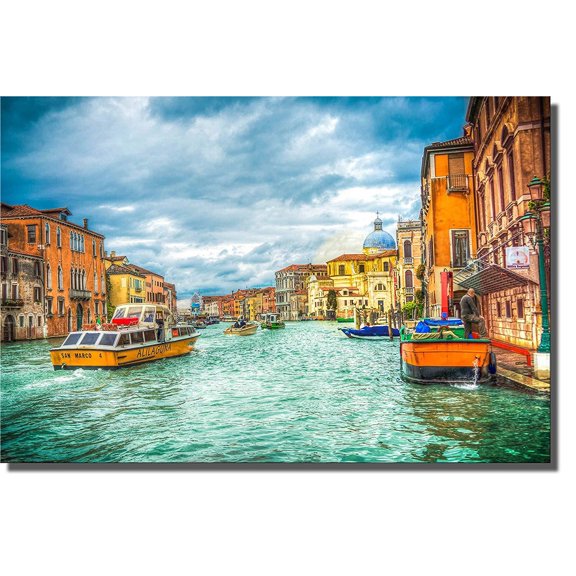 Venice Italy Gondola Picture on Stretched Canvas, Wall Art Decor, Ready to Hang!.