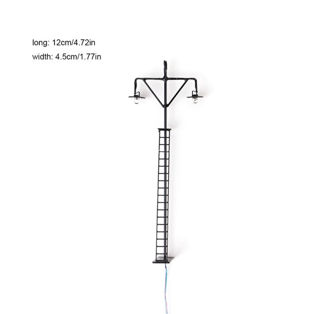 Model Railway Light Warm White Modes Miniature LED Lamppost Yard Micro Two-Heads Park Lamps Table Layout Decorations Black(Warm Light)
