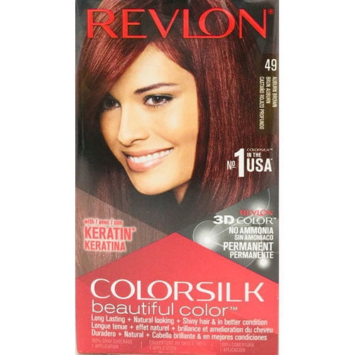 Revlon Colorsilk Beautiful Color Permanent Hair Dye With Keratin 100% Gray Coverage Ammonia Free 49 Auburn Brown