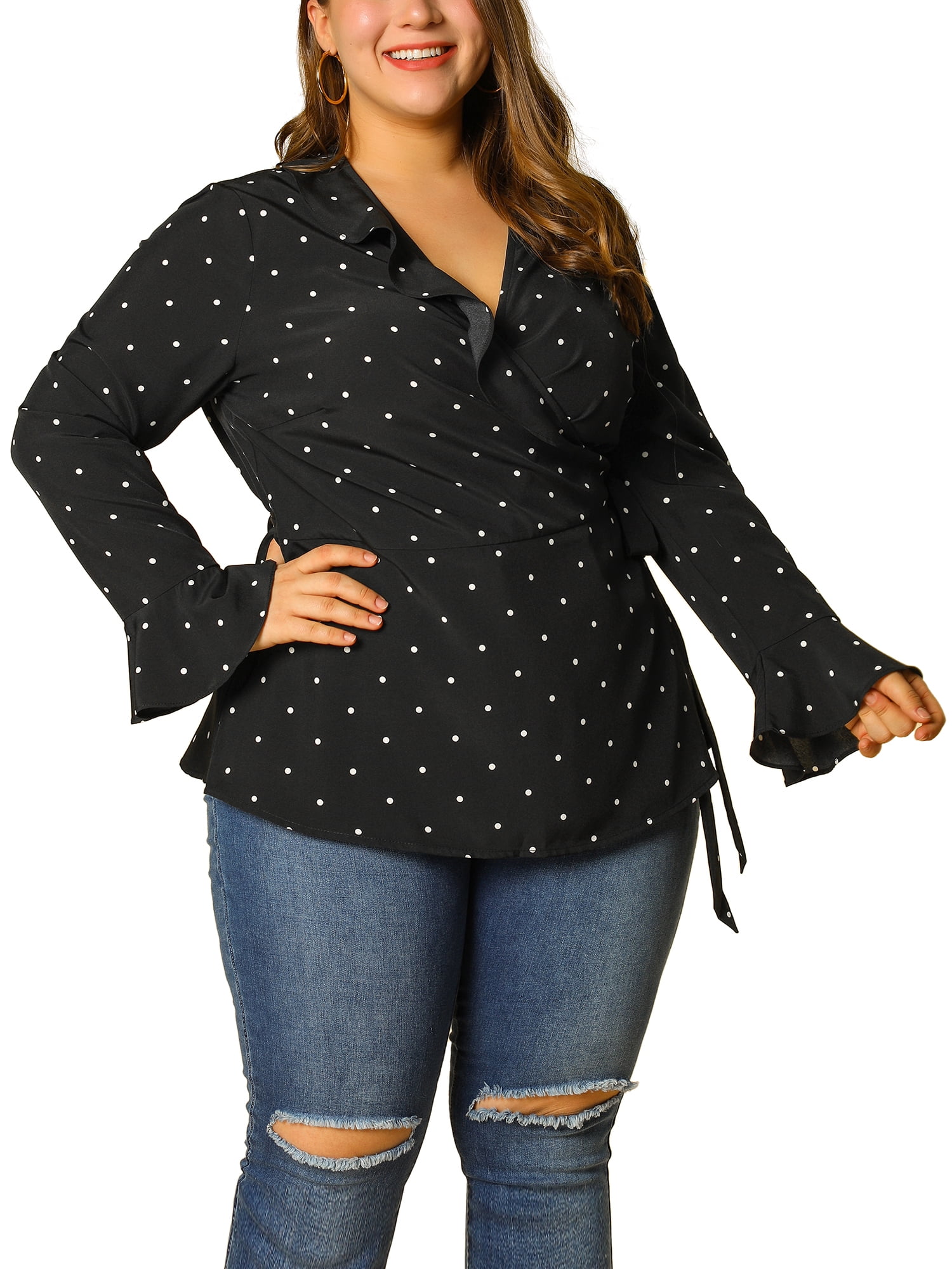 polka dot wrap shirt