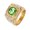 Gold Green, variant on Gemstone Rings for Men Stainless Steel Silver Round Cubic Zirconia Chunky 17mm Punk Biker Statement Personalized Gift Jewelry Silver Dark Green 10