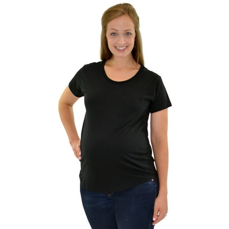 

Short Sleeve Ruched Side Round Bottom Maternity Tee