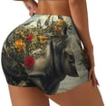 thumbnail image 2 of Kdxio Floral Rhino With Birds Print Workout Shorts for Women Seamless Soft Smooth Gym Yoga Scrunch Active Shorts, 2 of 5