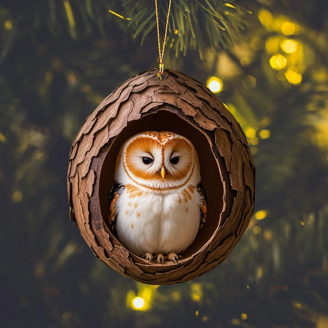 Adornos navideños de animales, adornos con estampados de animales para el árbol de Navidad, adornos colgantes de animales del bosque, adornos para fiestas en casa para amantes de los animales (búho)