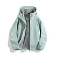 thumbnail image 4 of safuny Men's Outdoor Windproof Water-Resistant Fleece-Lined Zipper Jacket Long Sleeve Lightweight able Hooded Coat for Casual Daily Wear Hiking Running Mint Green S, 4 of 4