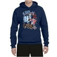 thumbnail image 2 of Wild Bobby Barn In The USA Red White and Blue Cows Pop Culture Unisex Hoodie Sweatshirt, Navy, Large, 2 of 6
