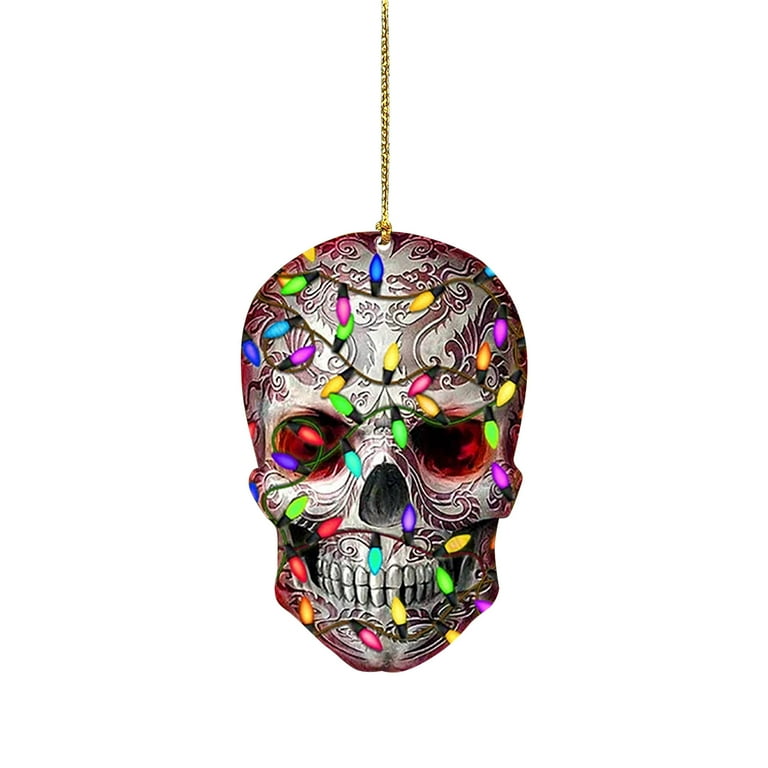 DIY Horror Skull for Christmas Tree Decoration Car Rearview Mirror Pendant  Crafts Collection 