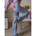 thumbnail image 3 of EMMIOL Women's Vintage Flare Jeans with Red Star Patches Y2K High Waist Stretch Bootcut, Retro Distressed Denim Pants, 3 of 6