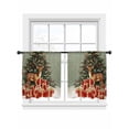 thumbnail image 7 of Green Christmas Sheer Curtains 45 Inch Length 2 Panels Set, Xmas Elk Tree Snowflake Voile Window Treatment Rod Pocket Small Kitchen Curtains Drapes for Bedroom 52"x45"x2, 7 of 7