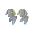thumbnail image 2 of Loicainy Baby Toddler Boy Fall Outfit 6 12 18 24 Month 2T 3T Contrast Colors Long Sleeves Sweatshirt and Elastic Jogger Pants 2 Piece Clothes Set, 2 of 9