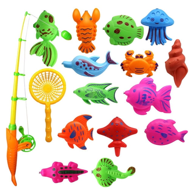 Sistema de Juguete Baoblaze Juguetes de Pesca Caña de Pesca 15 Piezas