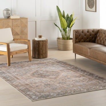 nuLOOM Kalaya SplashGuard Machine Washable Area Rug, 5' x 8', Kalaya Light Brown