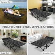 MOPHOTO XXL Oversized Adults & Kids Folding Cot Black Camping Cot, Outdoor Sleeping Bed with Mattress & Carry Bag, 78 x 32 x 18, Fold Beds Cot with Mattress