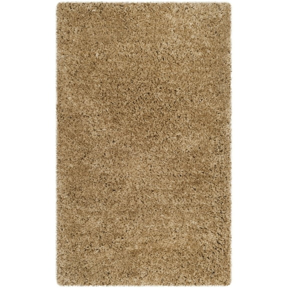 SAFAVIEH Express Juan Solid Plush Polyester Shag Area Rug, Beige, 3' x 5'