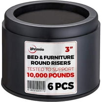 Iprimio 3" Bed and Furniture Risers - 6-Pack Black Round Elevators - Supports 10K LBs - Protects Floors - Durable ABS Plastic - Anti-Slip Foam Grip