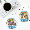 thumbnail image 5 of Bingfone Vintage Rainbow Animals on Noah's Ark Leather Drinks Coasters with Set of 6,Suitable for Home Kitchen,Coffee Cup Coasters Home Gift, 5 of 9