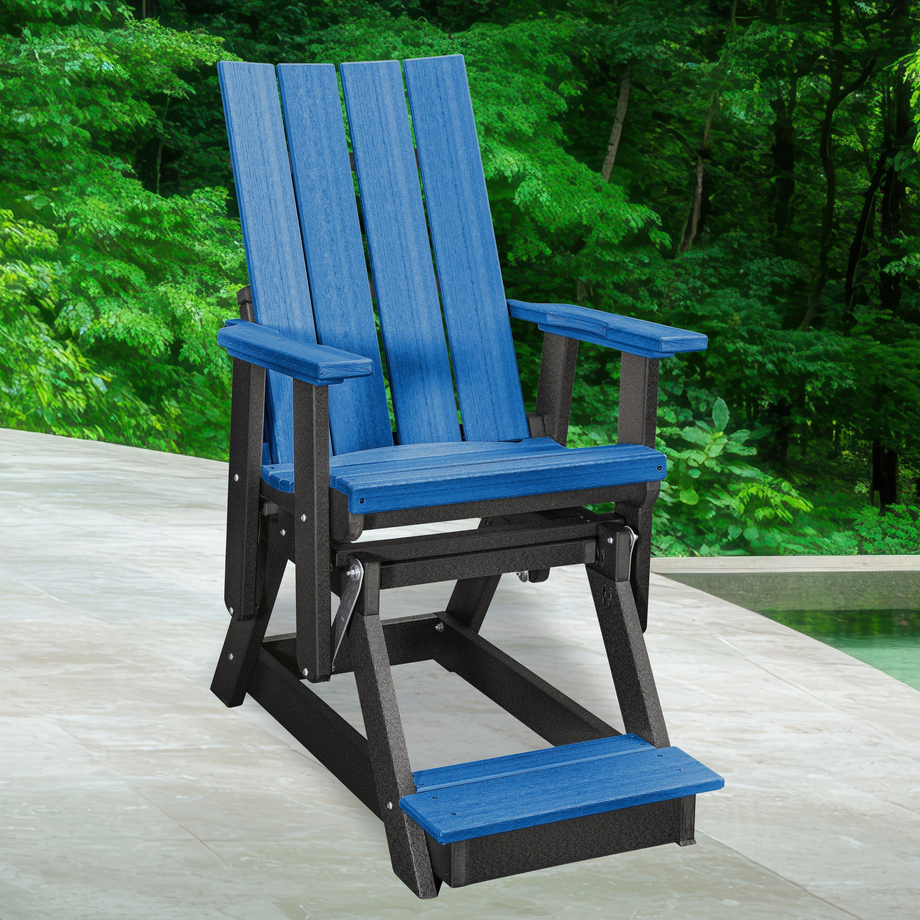 American Furniture Classics Model 416BBK Brandon Balcony Glider in Blue on a Black Base