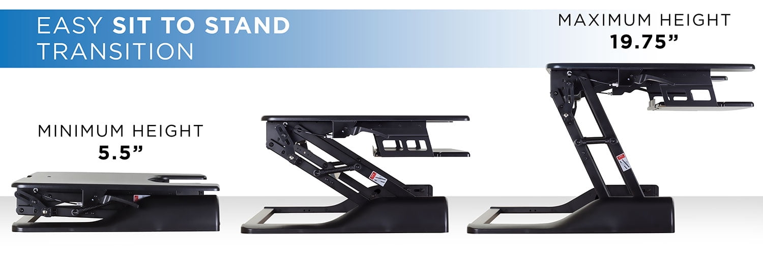 Mount-It! Height Adjustable Standing Desk Converter Monitor Riser, 35" Tabletop Sit-Stand Workstation