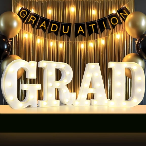 Graduation Decorations GRAD 2026 LED Light Up Letters Sign, Battery Operated Marquee Letter Lights for Class of 2026 Graduation Decorations, High School Senior & College Graduation Party Decor
