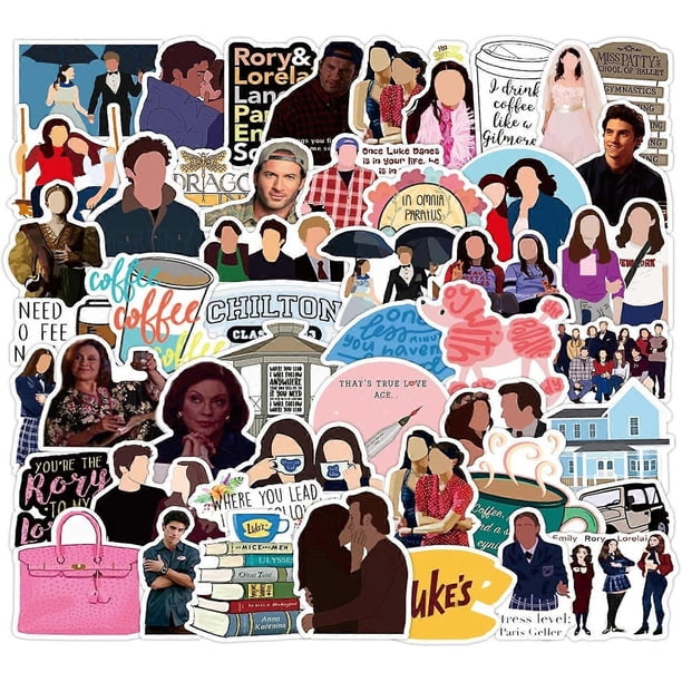 50pcs Gilmore Girls Stickers Aesthetic American TV Series Cartoon Stickers for Teens Water Bottle,Waterproof Vinyl Stickers Decals for Laptops Compute